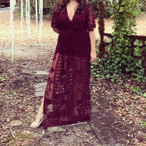 Maroon lace dress/romper